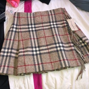 NWT Burberry Wool Nova Plaid Fringe Skirt